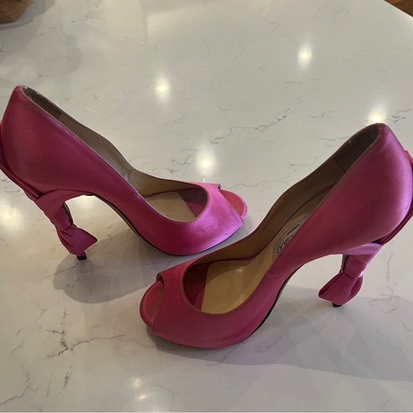 Jimmy Choo Pink Satin Bow Platform Pump Heels 36 or US 5.5 - Picture 5 of 7